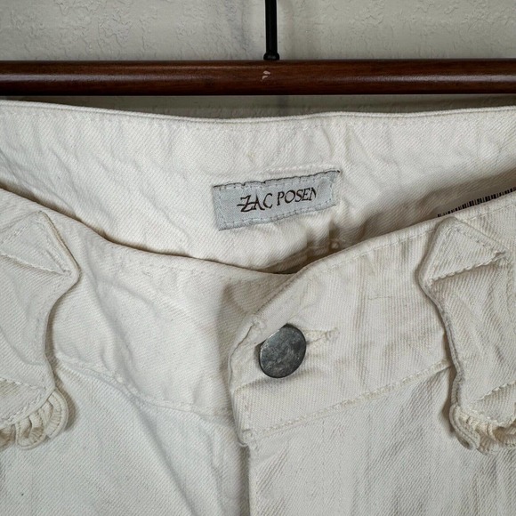 Zac Posen Womens Straight Leg Jeans Size 6 Ivory Mid Rise‎ Denim 6 Pockets - Picture 5 of 13
